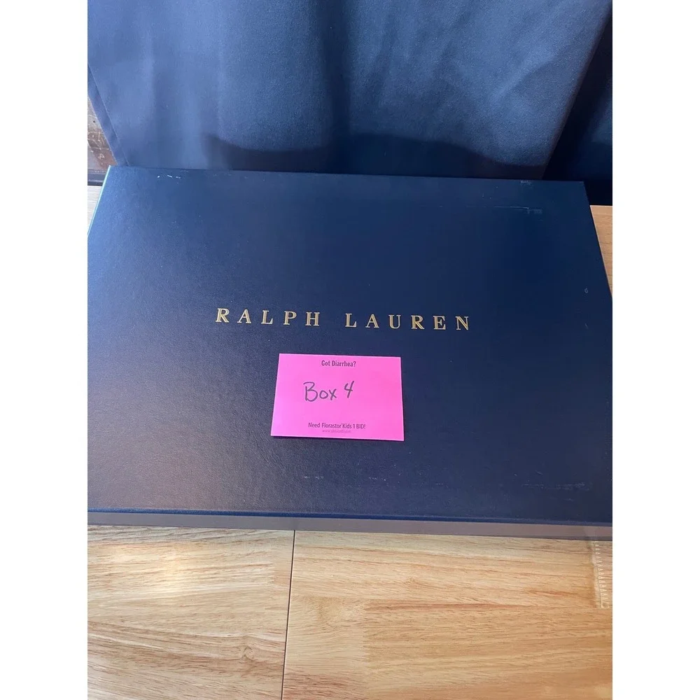 Ralph‎ Lauren Navy Blue Gold Logo Large Gift Box 19x12.5x3 Storage Packaging